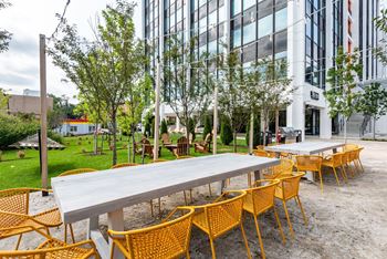 Elegant cherry tree outdoor dining room